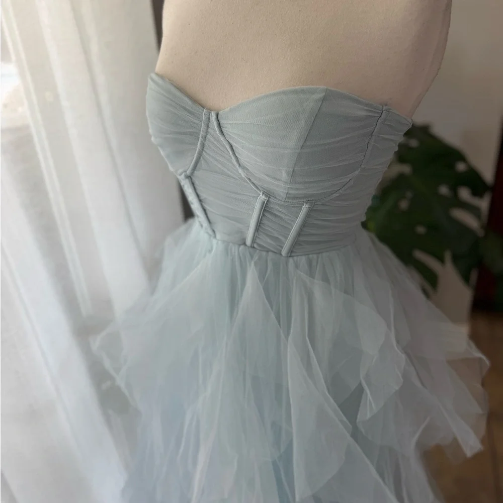 Lindsey Bustier Windsor Ruffle Tulle Ball‎ gown Prom Elegant Strapless Dress - Picture 2 of 5